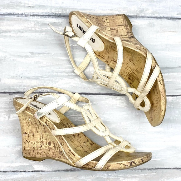 Unlisted Strappy Cork Wedges Open Toe Ankle Strap “Bet You Can” Wedge Sandals 6M - Picture 3 of 14
